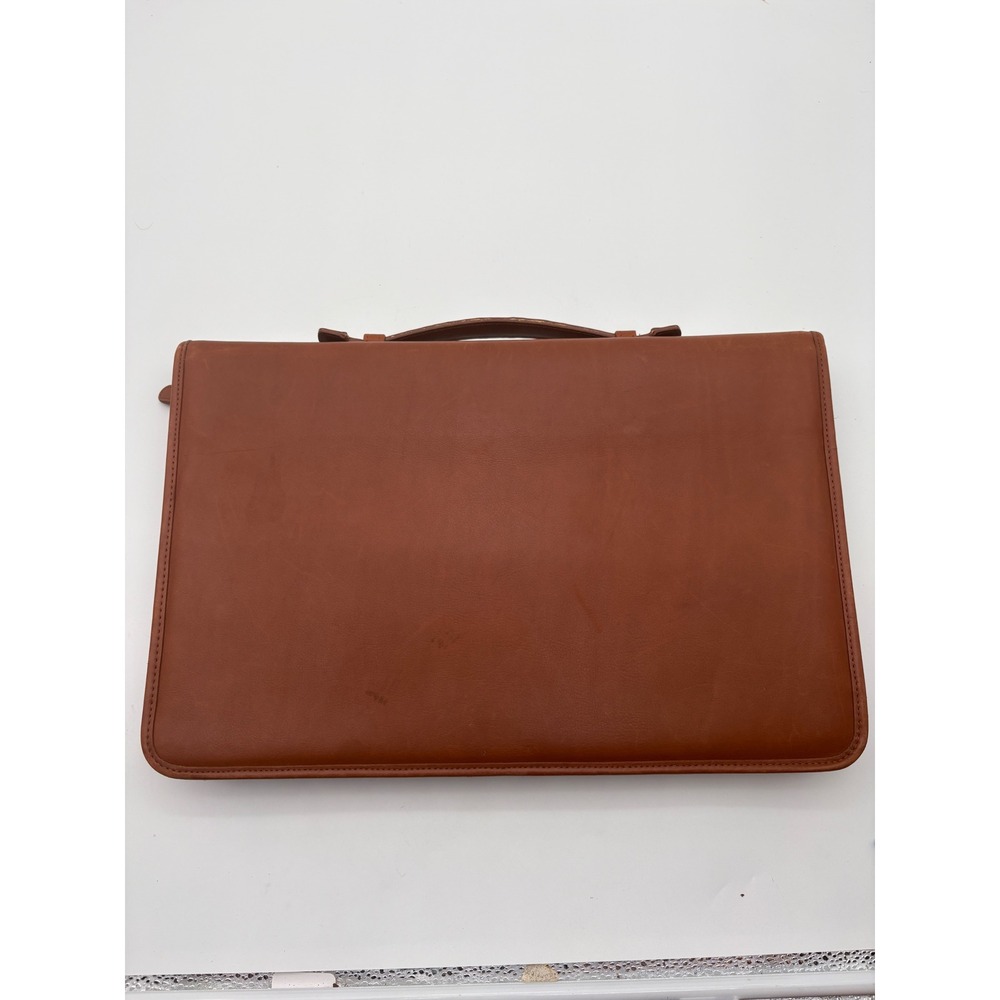 Coach Vintage Brown Leather Zip 3 Ring Portfolio Binder planner Organizer Krause
